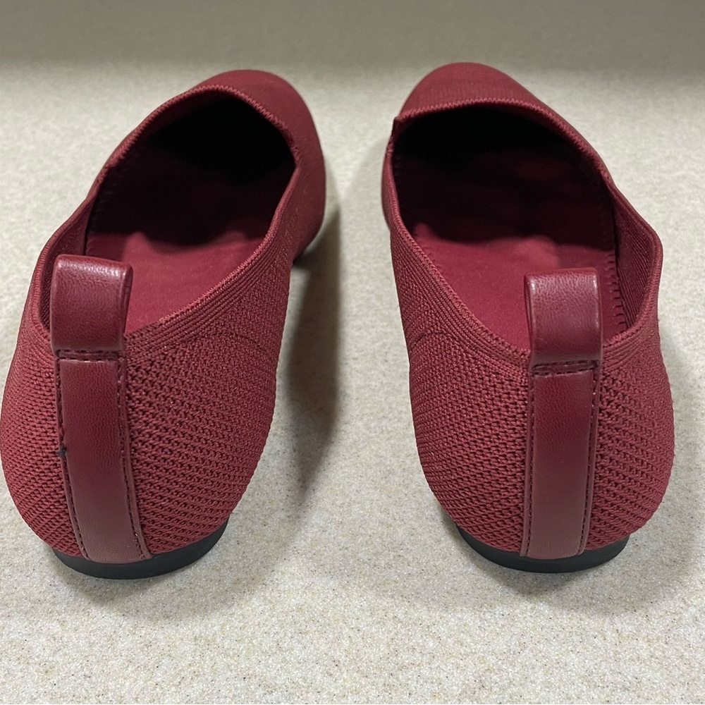 Slip-On Knit Flats in Wine - Picture 3 of 11